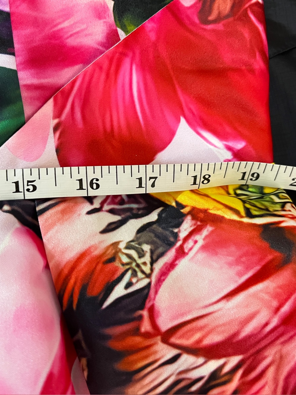 Pink Floral A-Line Dress with Red and Green Blooms - Picture 13 of 14